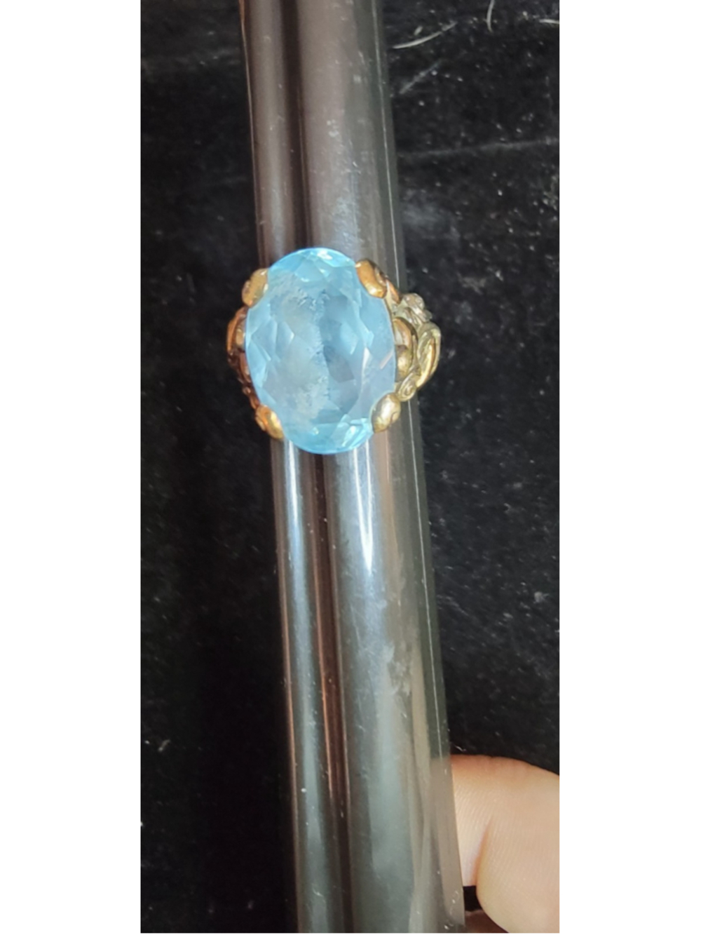 Barbara Bixby Sterling 18k HUGE 14 Ct Blue Topaz Vine Ring Sz 7 SHOWSTOPPER! 17